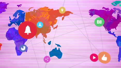 animation of world map with network of connections