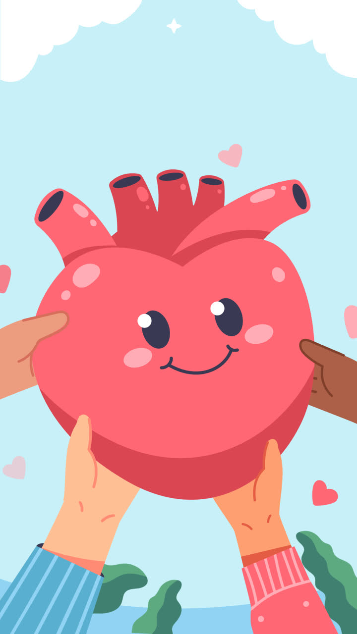 una animación de ilustración plana para la concienciación del día mundial del corazón