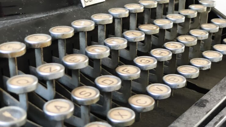 Close-up of an old dusty typewriter