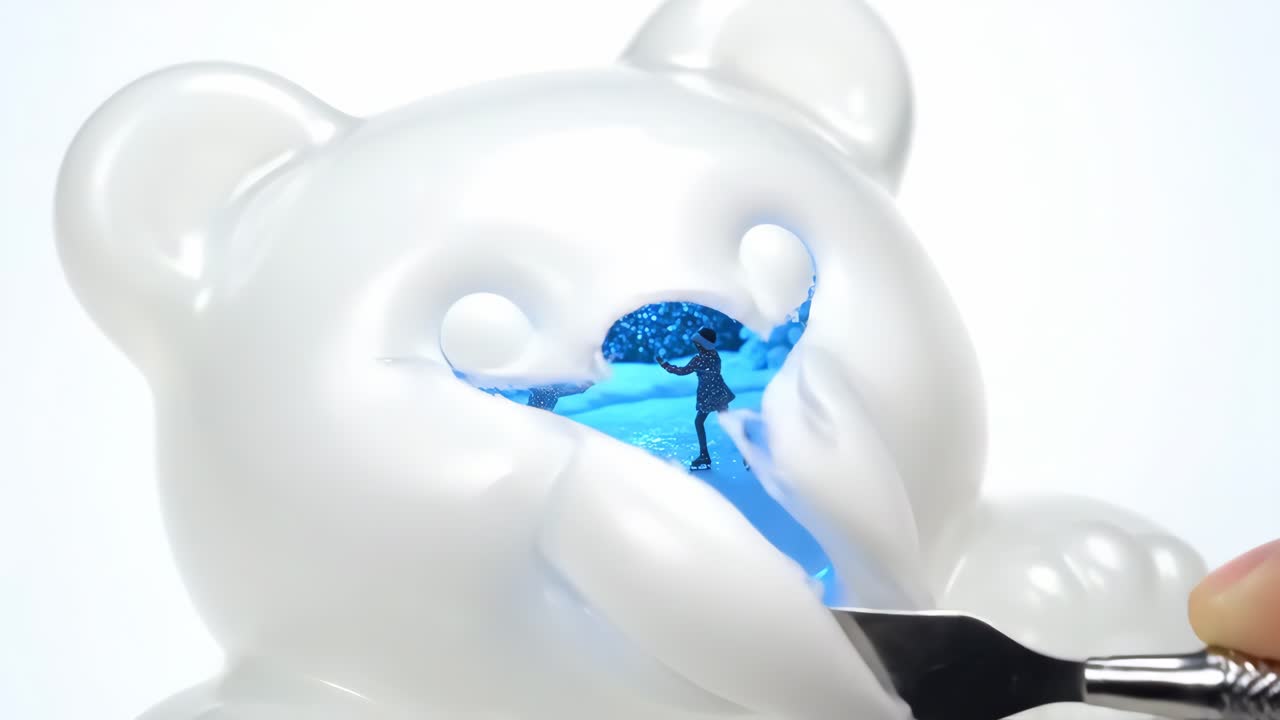 Breaking into a Bear Sculpture with a Winter Scene Inside