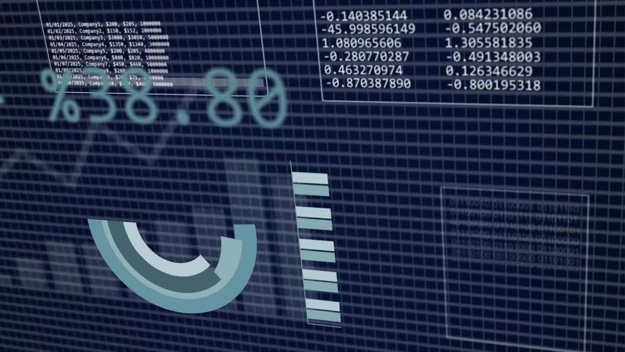 animación del procesamiento de datos financieros a través de la red