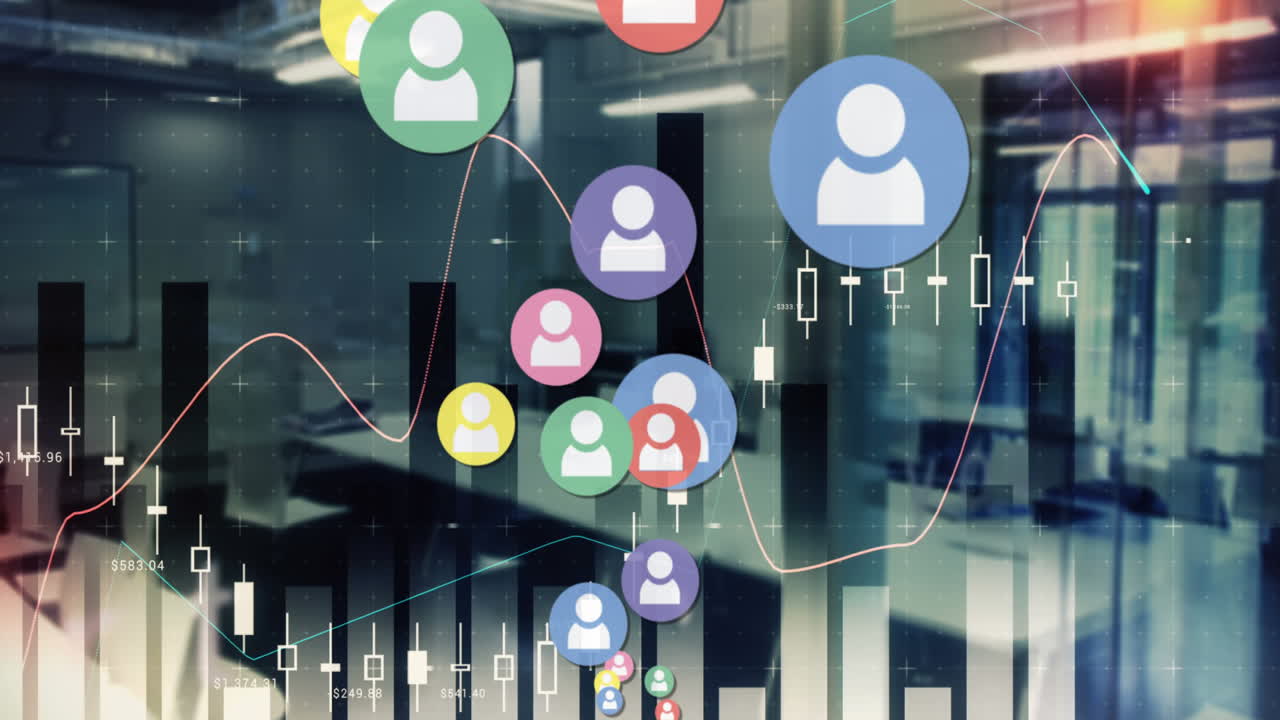 Animazione di icone su statistiche.