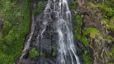 vista única siguiendo una cascada que cae sobre una roca cubierta de musgo que conduce a un sistema de arroyos apartado