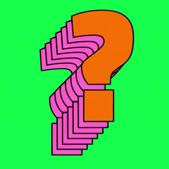 Layered question mark animation, transparent 4K video, green screen
