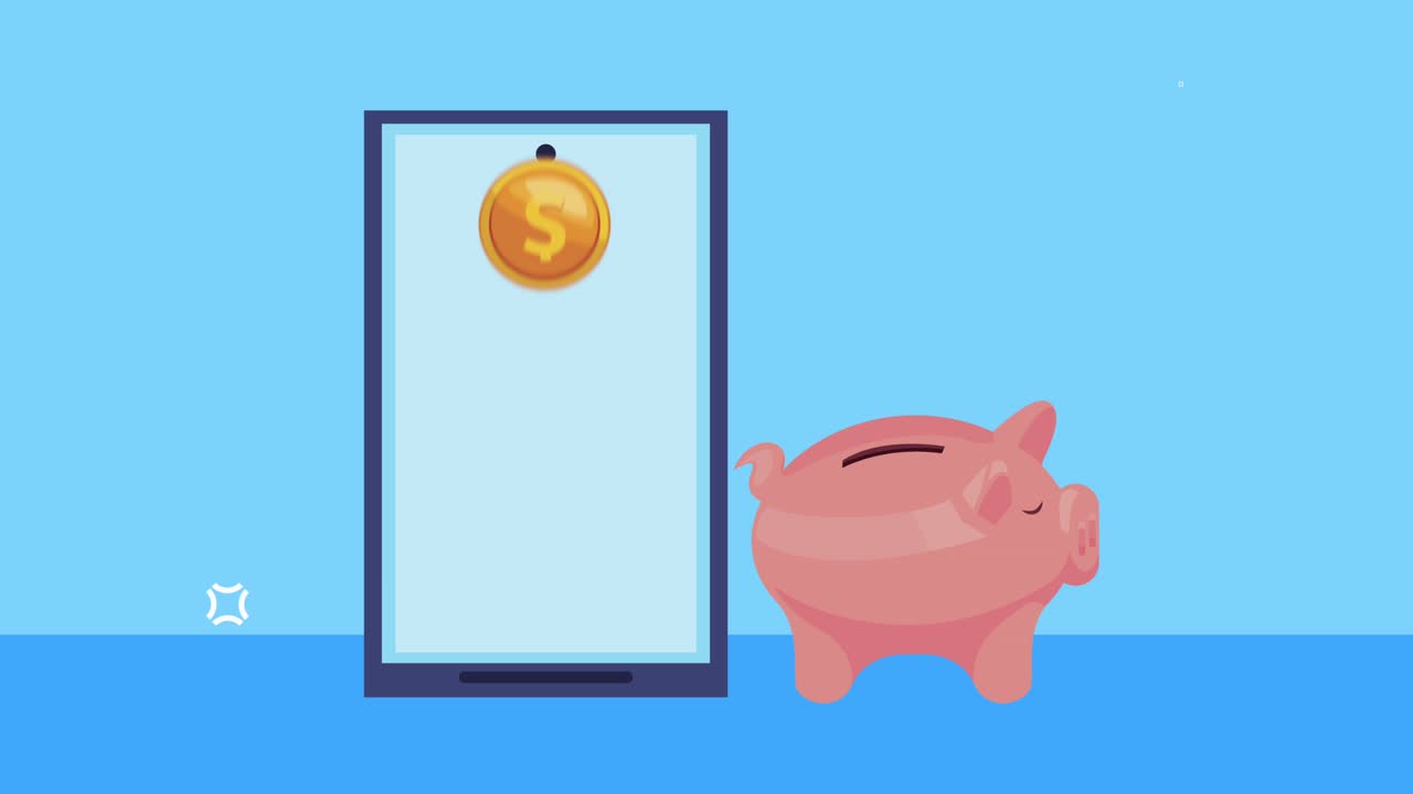 smartphone with piggy savings animation