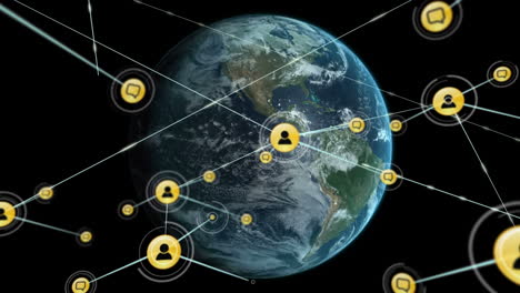 conectores en movimiento y datos digitales con globo digital