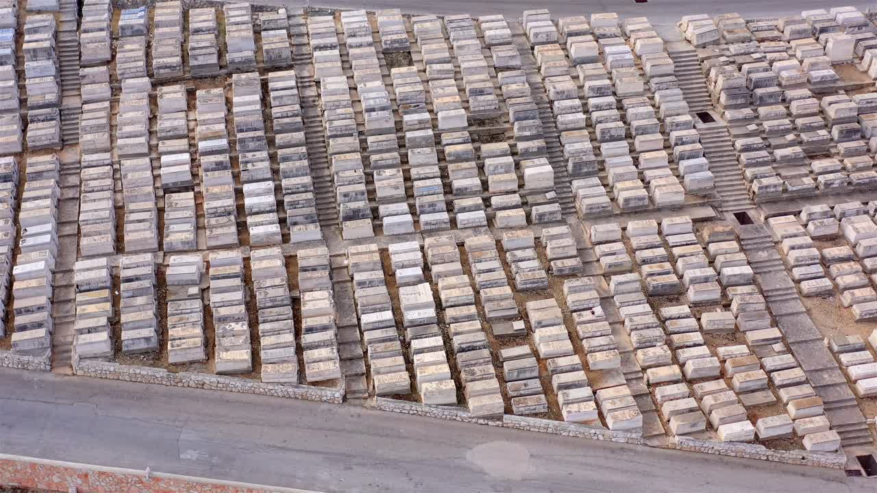 Rows of Stone Graves in a Large Cemetery