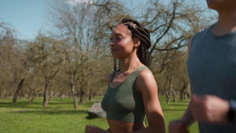 people running in the park