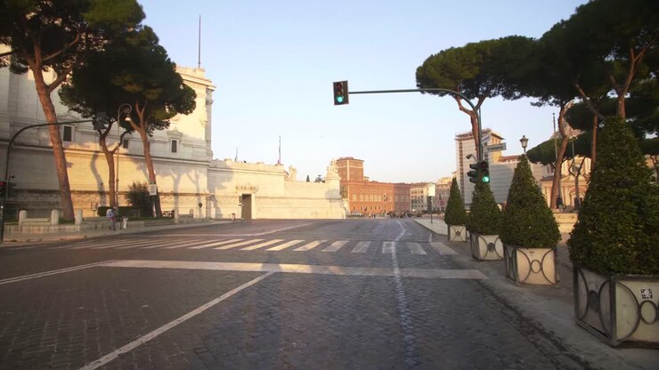 Person Running Outside Altar of the Fatherland