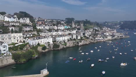 fowey cornwall uk panning drone,aerial