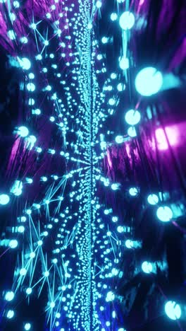 3d render animation of tunnel with green geometric neon illumination