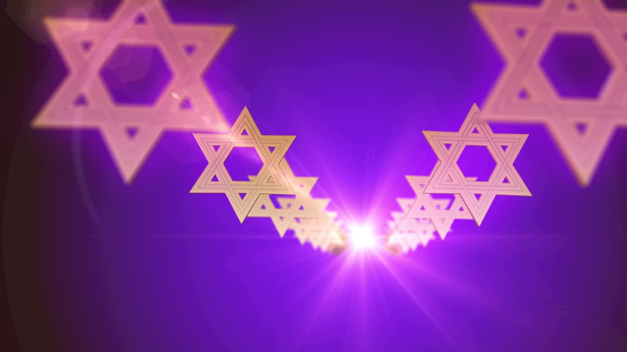 골드 데이비드 스타 기호 입자 루프 애니메이션 배경