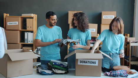 volunteers sorting donations