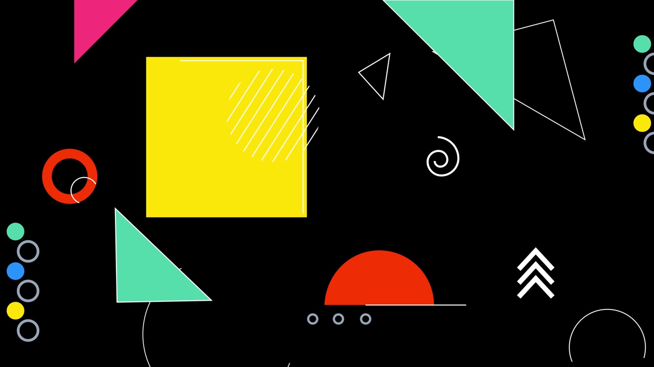 Dynamic Abstract Geometric Shapes Animation on Black Background