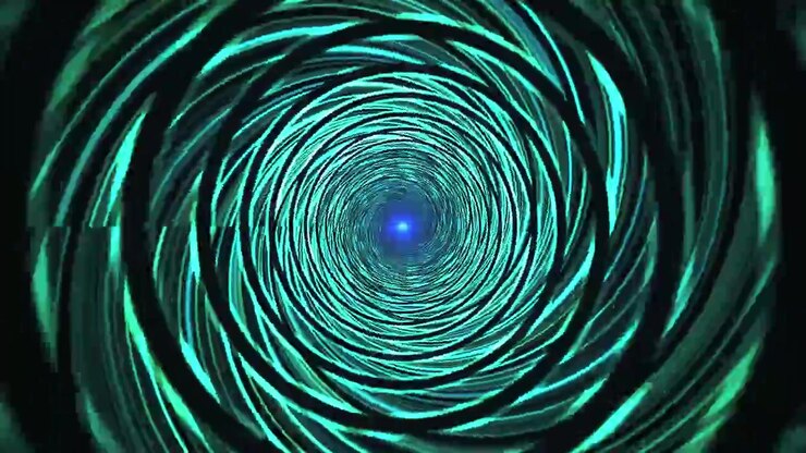 Futuristic Abstract Tunnel with Glowing Blue and Green Lines