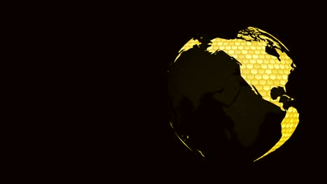 earth planet rotation with gold metallic texture motion background loop
