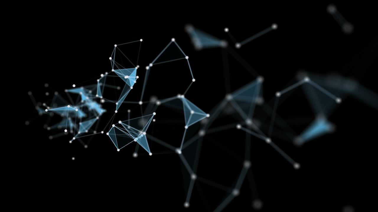 animación futurista del plexo con triángulos brillantes en cámara lenta, 4096x2304 bucle 4k
