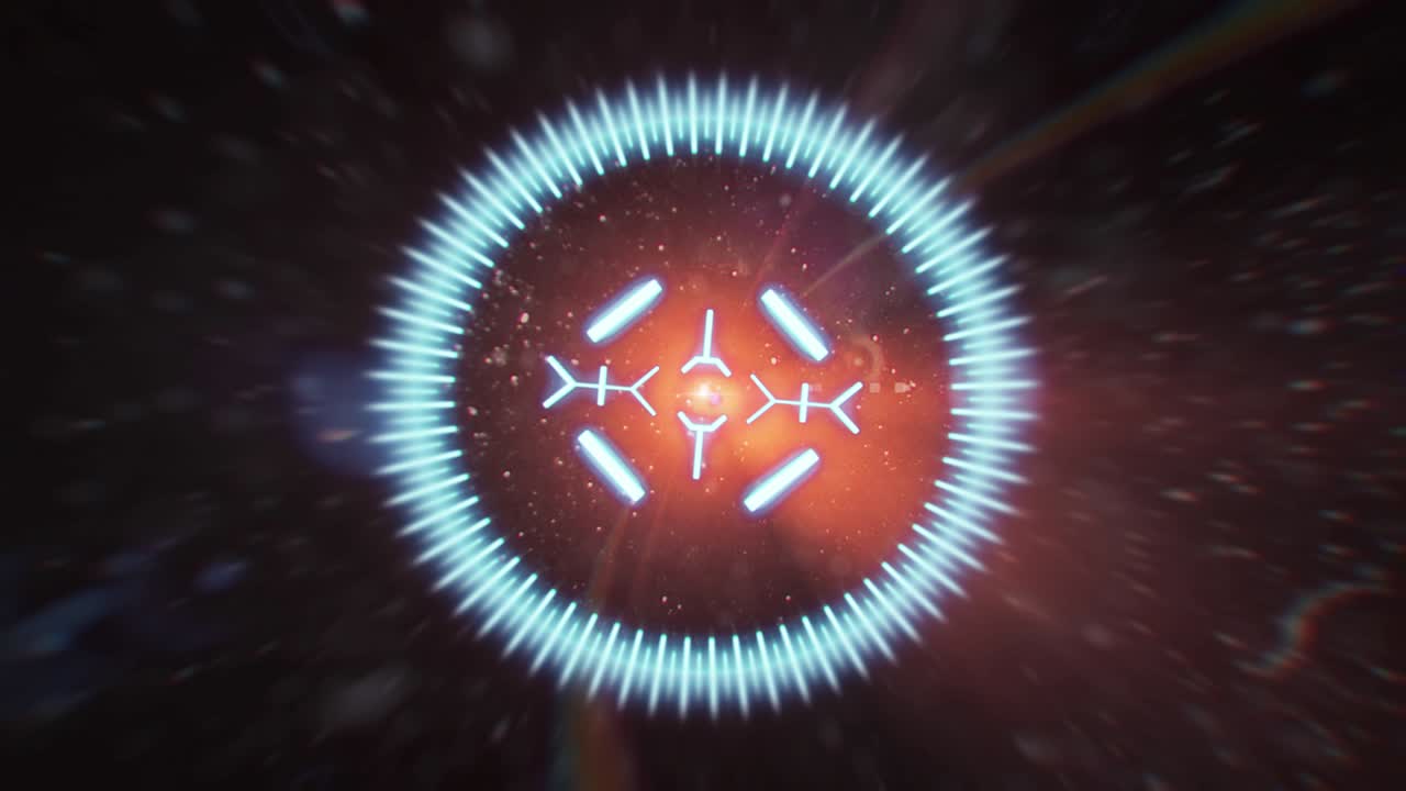 2D HUD animation of a target with a background of anamorphic highlights