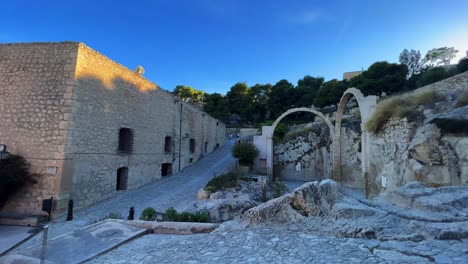 Santa-Barbara-Castle-in-Alicante-during-the-day-with-clear-blue-sky-overlooking-the-Balearic-Sea-4K-30-FPS