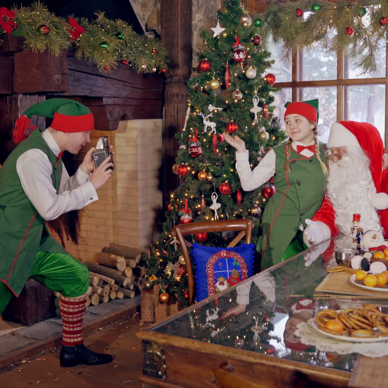 Santa Claus making photos