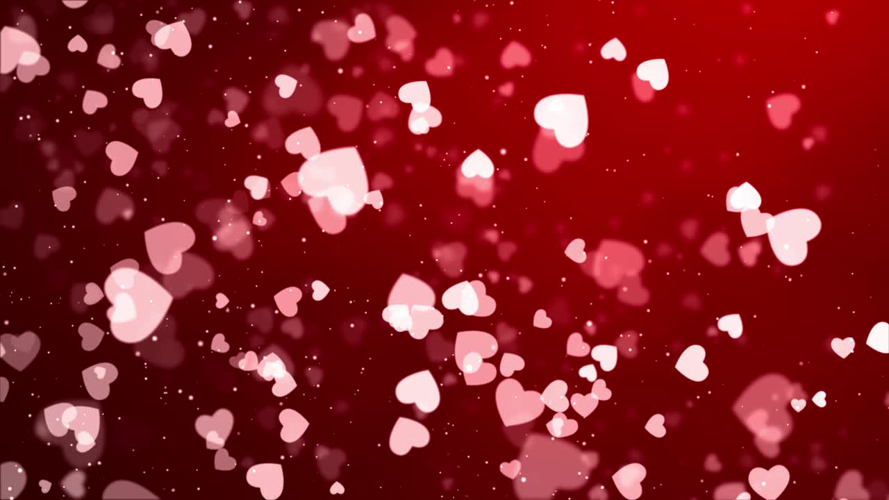 추상적인 마법 은 심장이 날고, 반이는 보케 반사 빛 배경 루프 애니메이션