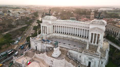 amazing orbiting aerial view above monument to victor emmanuel ii