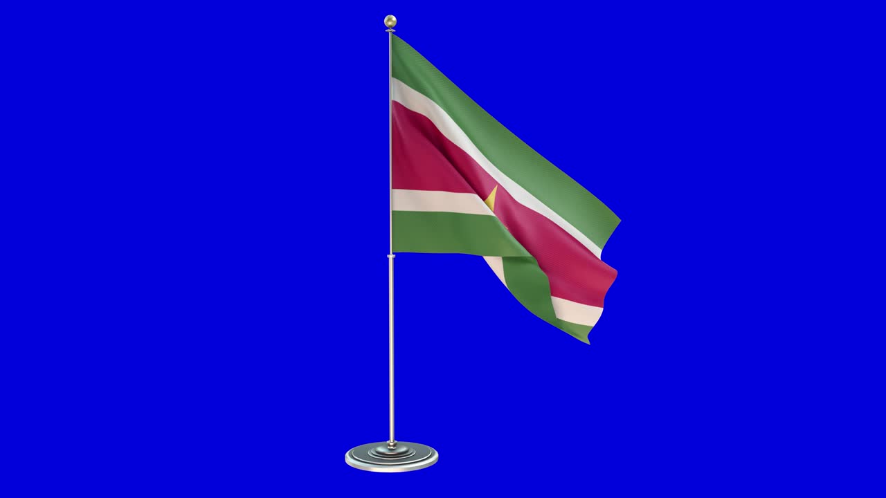 수리남: 크로마 키와 함께 기둥에 흔들리는 발의 3d 일러스트레이션