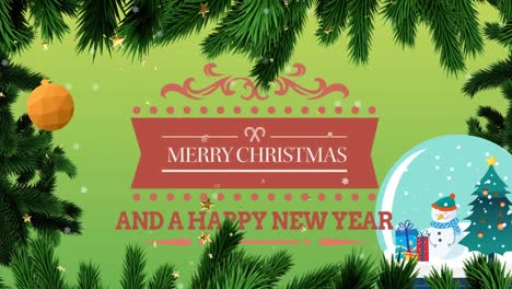 Animation-of-merry-christmas-text-over-green-background