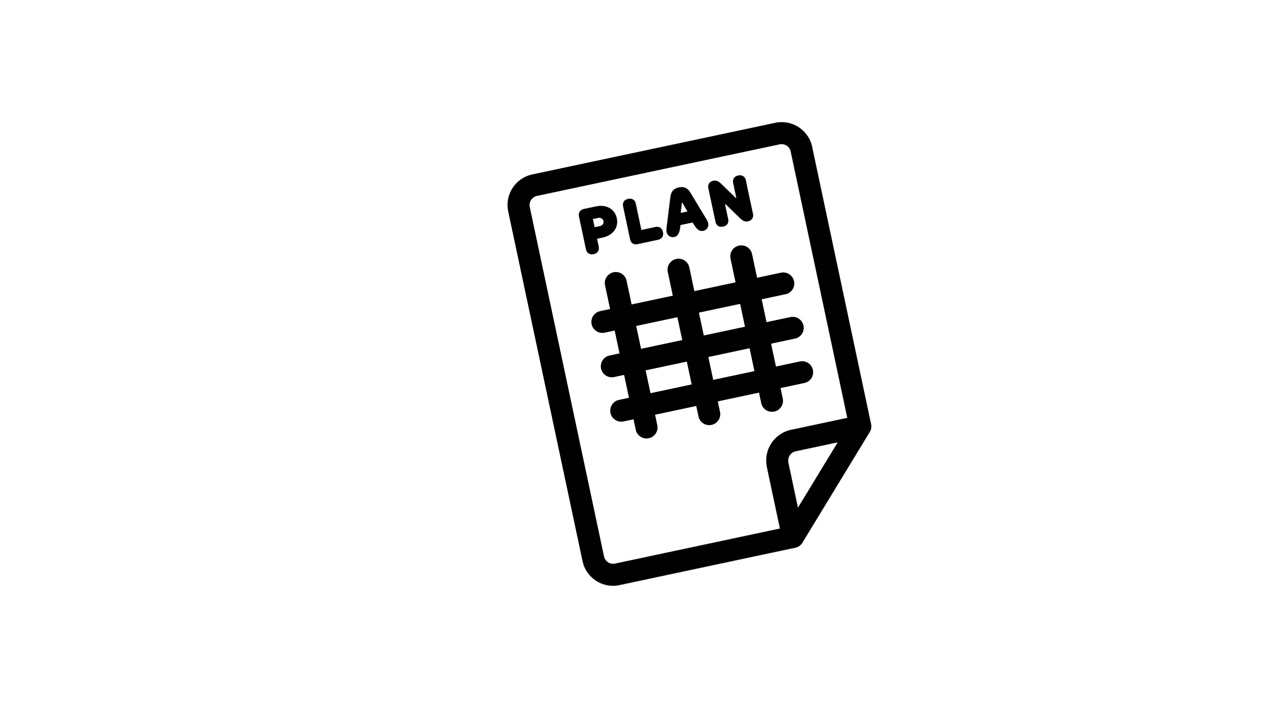 Plan text on paper with grid layout animation isolated on white background