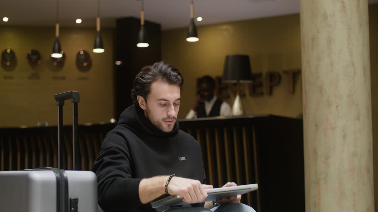 Guests in the hotel hall