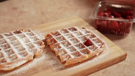 waffles with raspberries