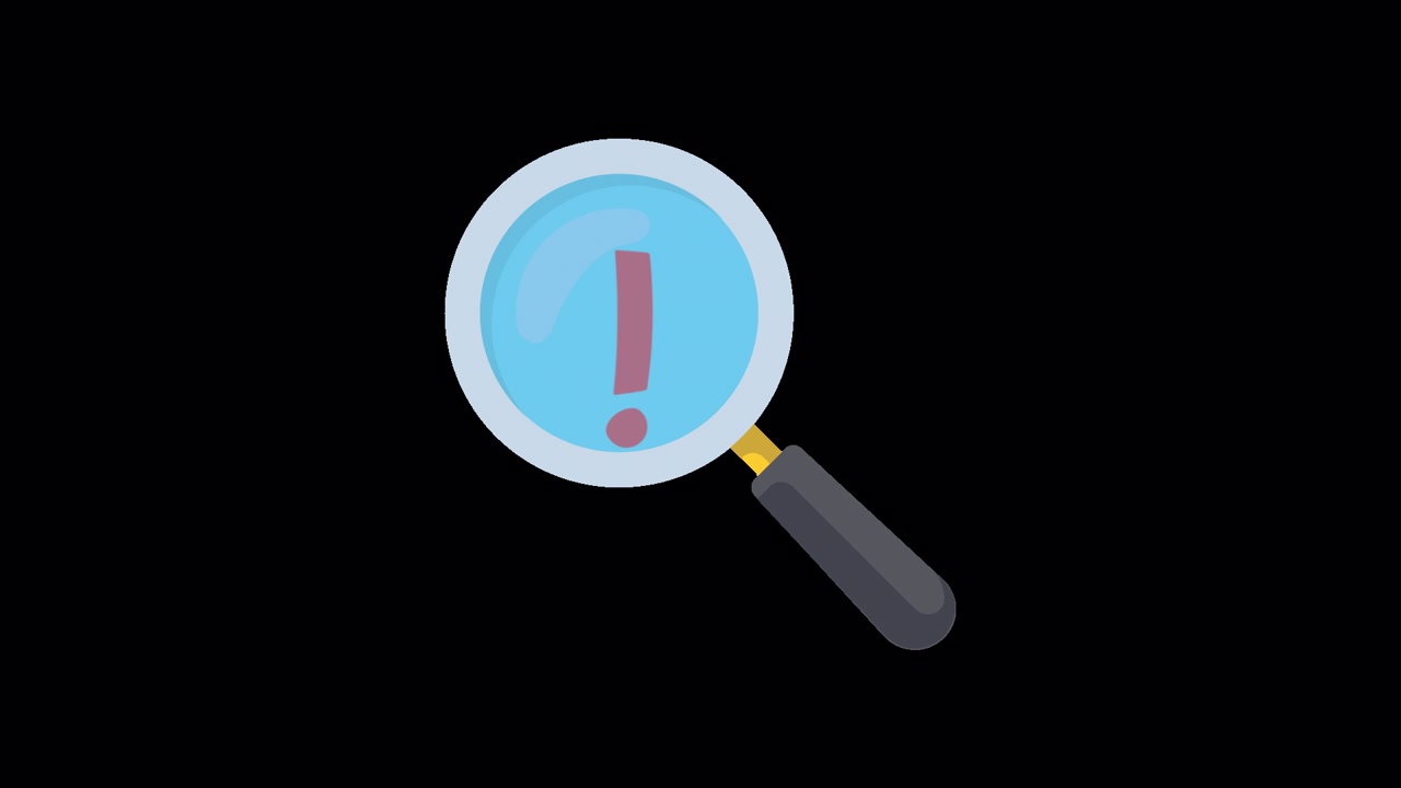 Animated Magnifying Glass with Exclamation Mark Warning Icon