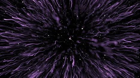 animación de nieve cayendo sobre fuegos artificiales púrpuras explotando
