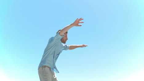 young man jumping in slow motion