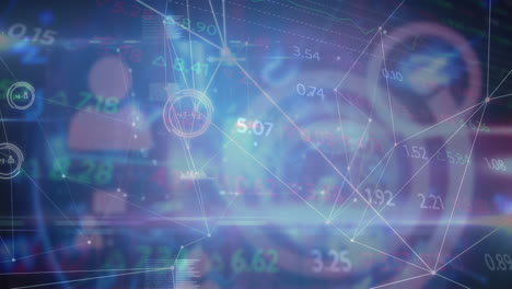 animación de la red de conexiones con iconos sobre el procesamiento de datos