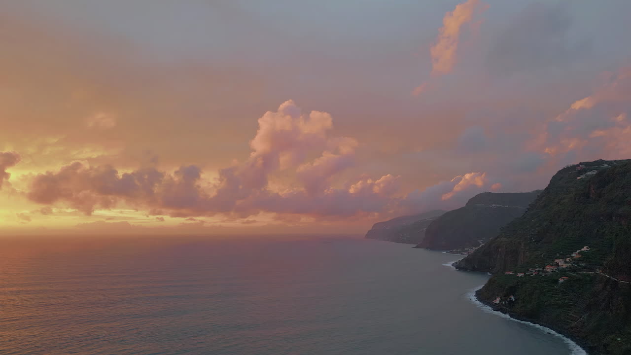 Sunset over the ocean and coastline