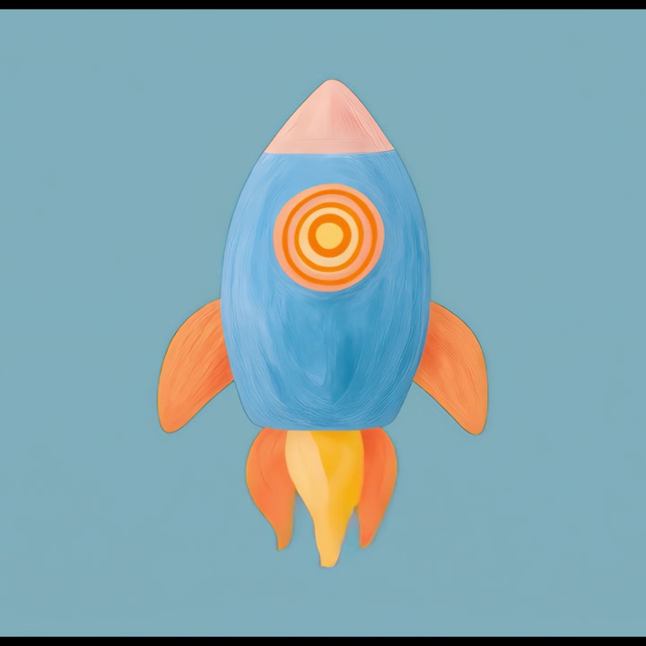 Animated Illustration of a Colorful Rocket Ship