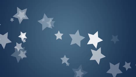 Animation-of-white-christmas-stars-falling-on-blue-background