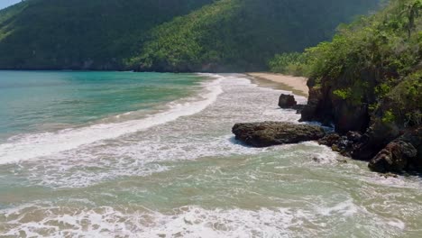 big waves at el valle beach in samana, dominican republic- drone view