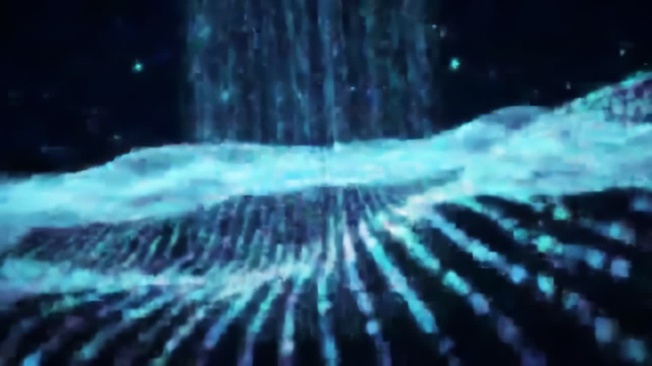A Mesmerizing Digital Landscape of Glowing Waves and Particles Illustrating the Depths of a Virtual Ocean in Motion with Ethereal Light Patterns