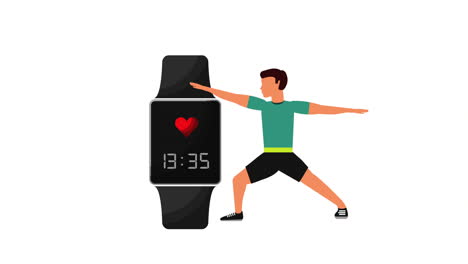 estilo de vida saludable con reloj inteligente y atleta