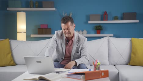 home office worker man has eye pain.