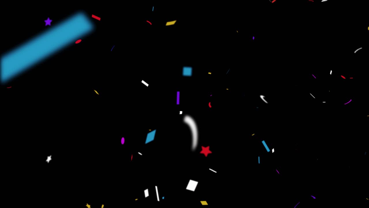 Colorful isolated confetti particles explosions popper falling 4k animation alpha matte channel