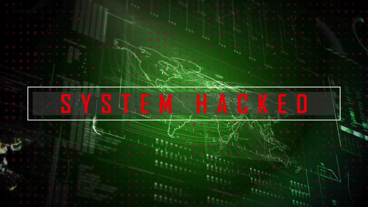 System Hacked Message on Digital World Map Interface
