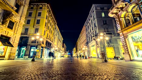 time lapse people in milan street of via dante