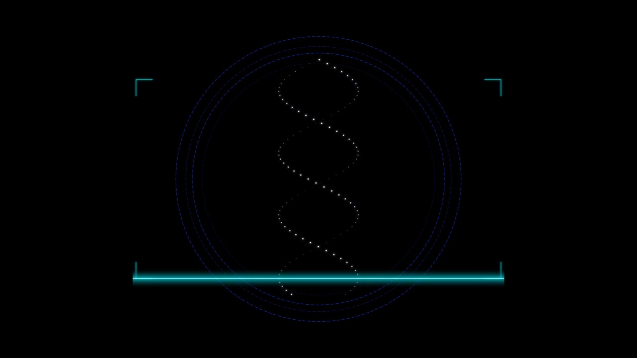 Animação Digital de Varredura de Hélice de DNA com Interface HUD