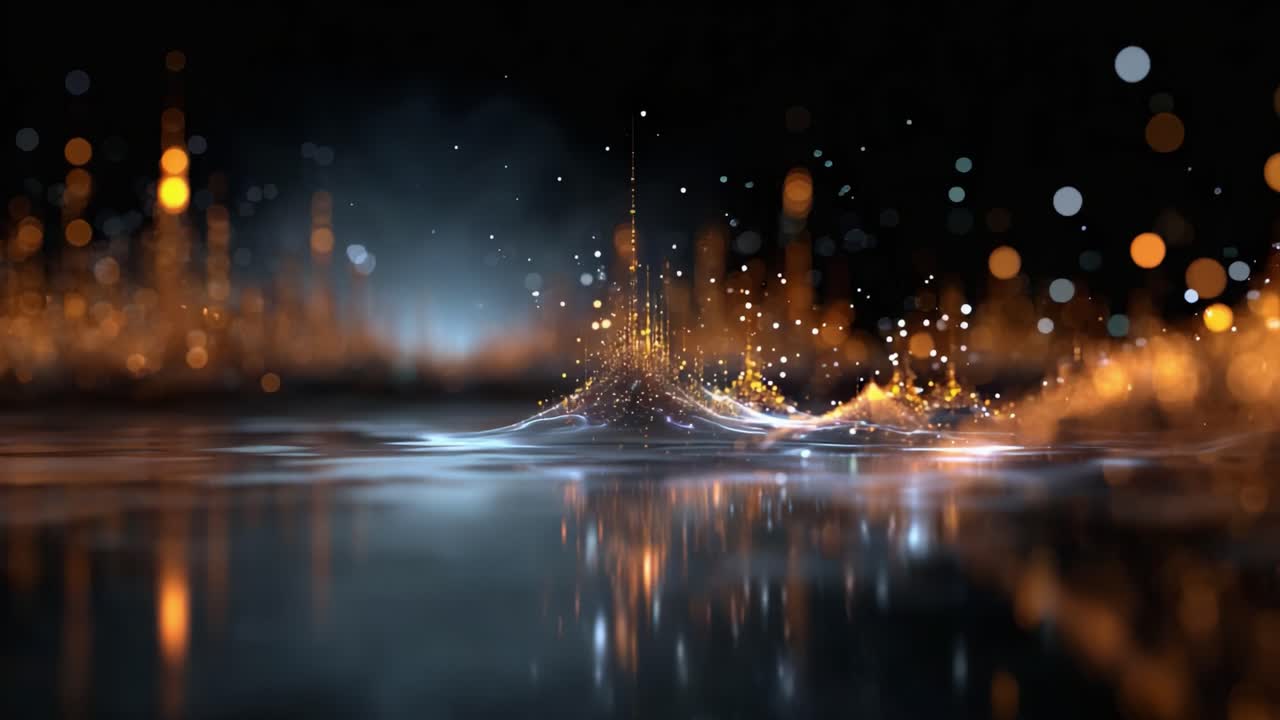Betagende visuelle bølger af lys og farve opstår fra en reflekterende overflade og skaber en fantastisk fremvisning af bevægelse, energi og udstråling i en fascinerende scene