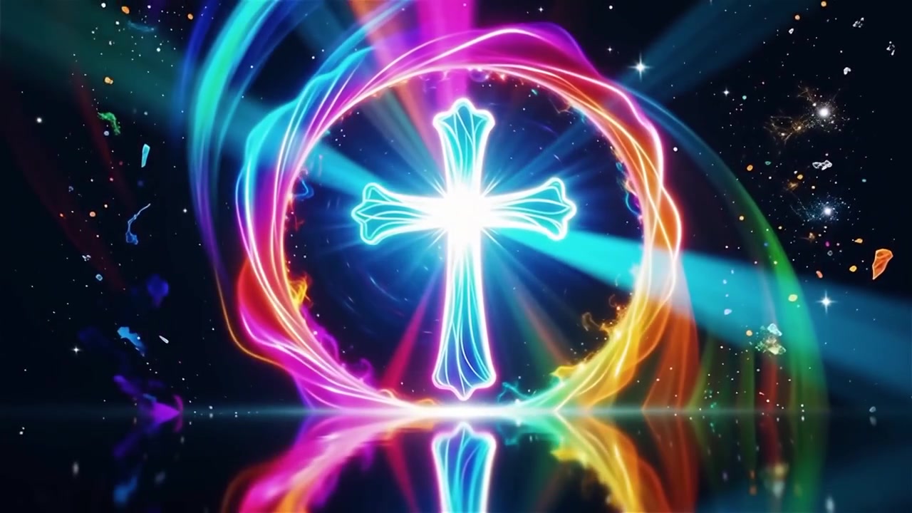 Croce Cristiana Luce Celestiale Sfondo per il Culto.