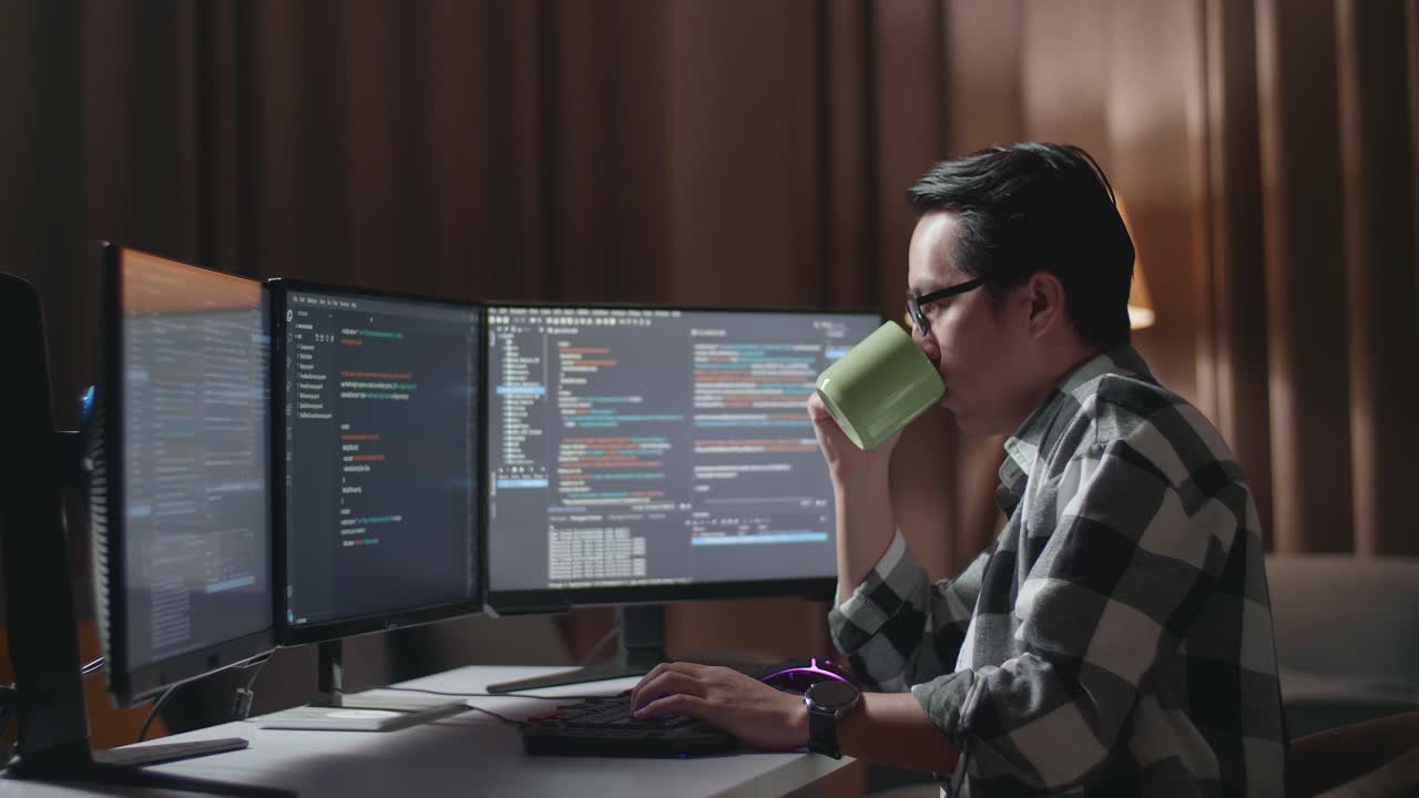 Programmer working late at night