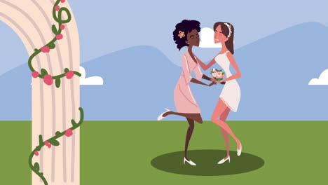 lesbian couple's outdoor wedding celebration